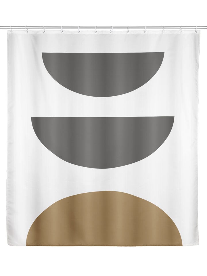 Schöner Wohnen Kollektion Duschvorhang "Mahan" in Weiß/ Grau/ Beige - (L)200 x (B)180 cm - onesize