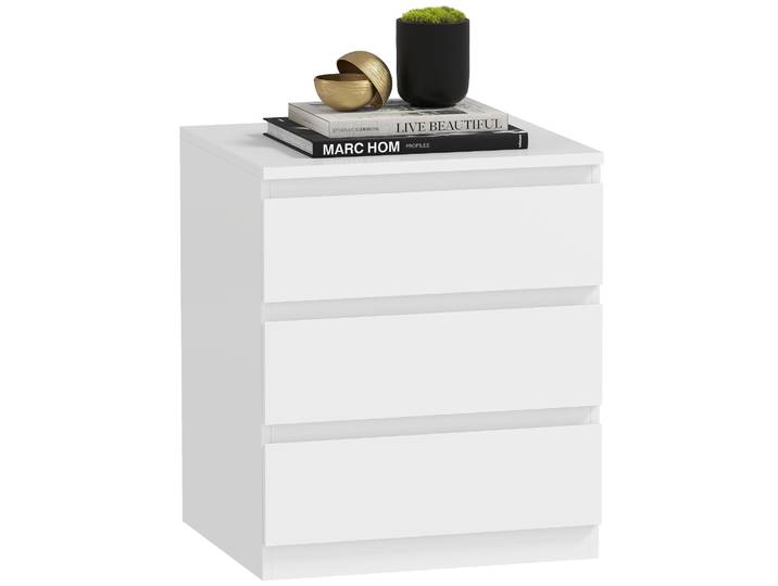 Homcom Commode à fermeture douce, Commode de chambre à coucher, Commode pour salon, bureau, style moderne, Blanc