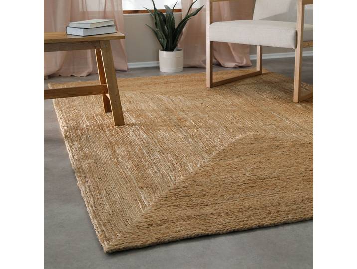 Teppich GREEN LOOOP Collins , beige (natur), B:80cm H:12mm L:150cm, Jute, Teppiche, Teppich, handgewebt, robust, strapazierfähig, Jute, Natur, Wohnzimmer