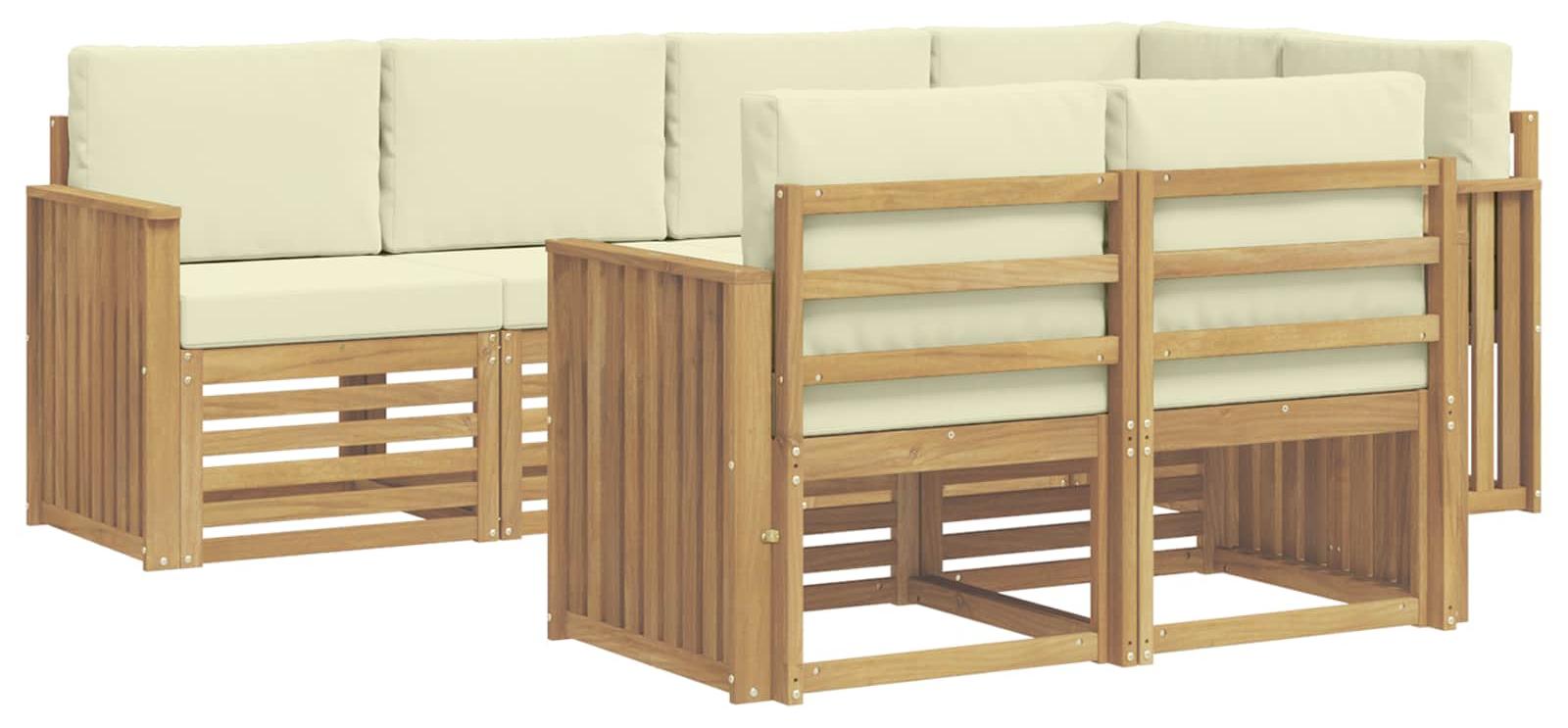 Garnitur aus 7 Outdoor-Sofas, weiß und cremefarben