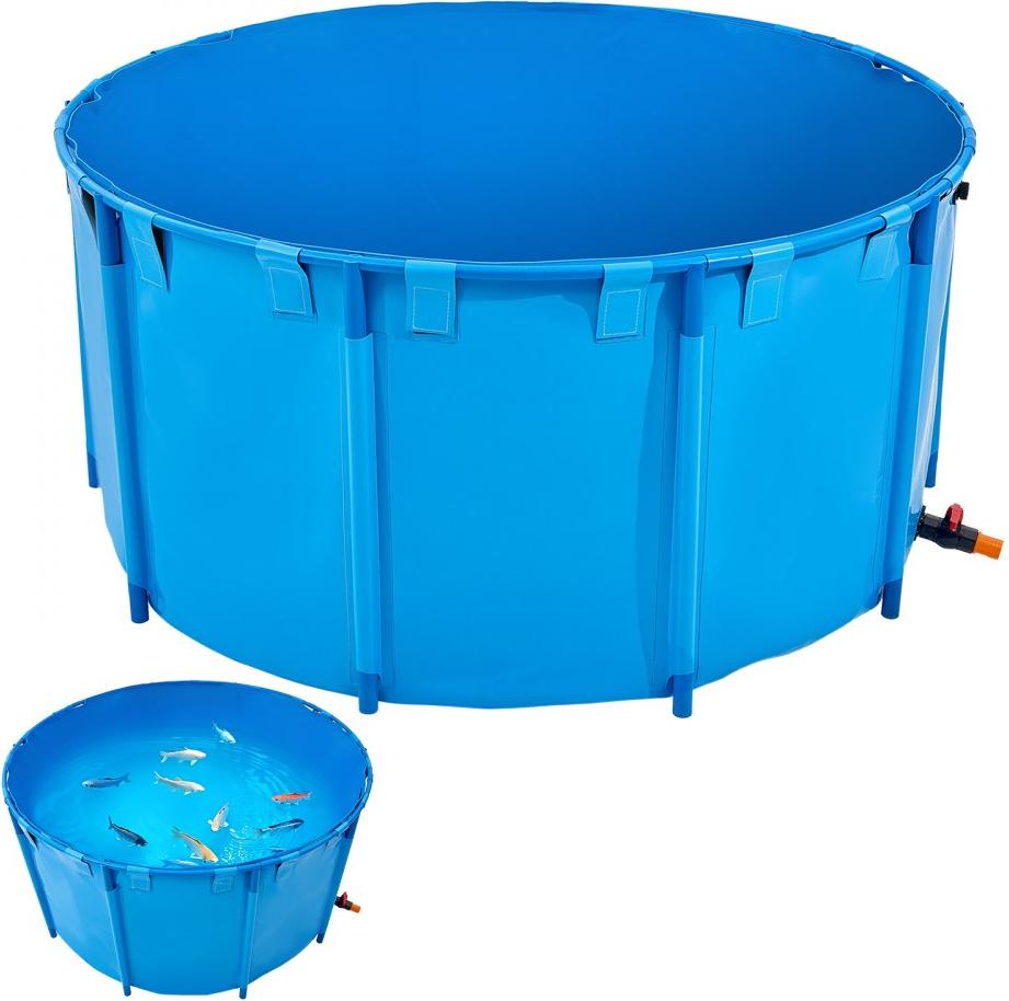 Oberirdisches Aquarium Leinwand-Fischteich, 818 Gallonen, runder Koi-Teich (blau) - Außenbeständiges Koiteich-Kit