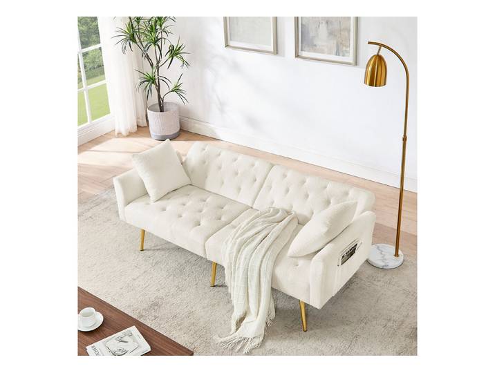 STILVORA Schlafsofa Zweiersofa Schlafsofa mit bettfunktion Realxsofa mit Kissen Beige, Set 1 Teile, für Wohnzimmer,Mietwohnung,kleines Apartment