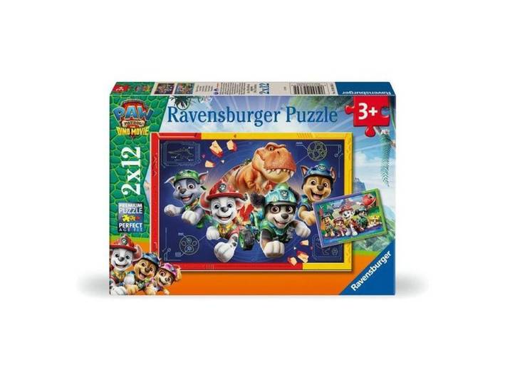 Ravensburger - Kinderpuzzel - Paw Patrol 3 - Dino Movie - 2 x 12 stukjes