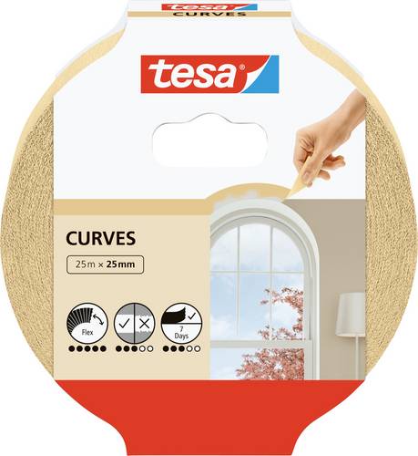 TESA KURVEN 56533-00001-02 Kreppband Beige (L x B) 25m x 25mm 1St.