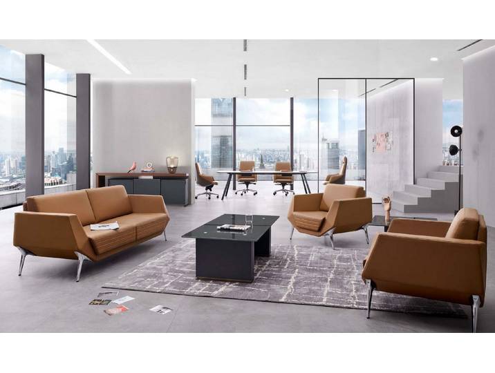 Xlmoebel Sofa XLMOEBEL Kunstleder Sofa in elegantem Braun mit hohem Komfort, Sofa 3 Teile, Made in Europa