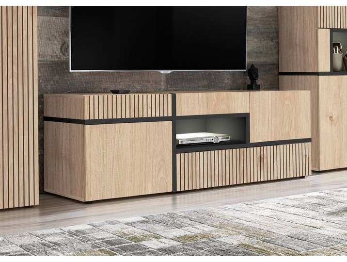 Meuble TV large CELINE - hickory jackson / noir