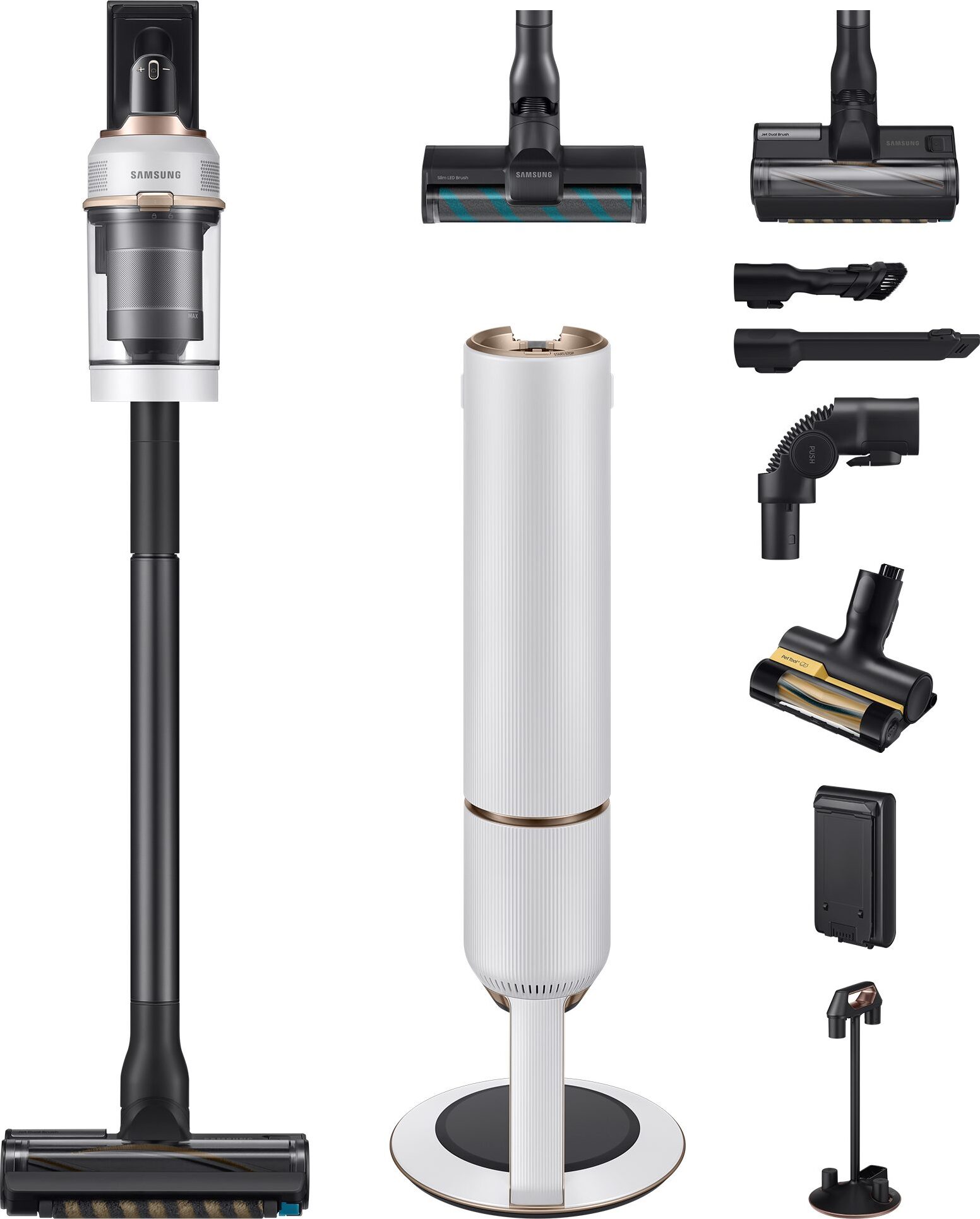 Samsung VS20B95C43W/WD, BESPOKE Jet Plus CompleteClean, 2-in-1-Stabstaubsauger, Beutellos, Schwarz, Weiß, Trocken, Micro, Multizyklonisch