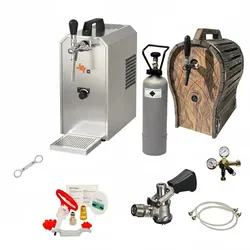 ich-zapfe Zapfanlage JET 30 Bierkoffer Set mit Trockenkühler, Holzfass und Reinigung (-8043)