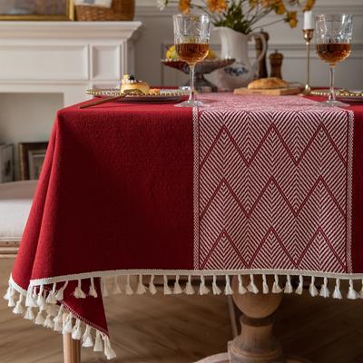 Enova Home High Quality Washable Cotton Linen tablecloths, Wrinkle Resistant Washable Dining Room Table Cloths for Rectangle Tables
