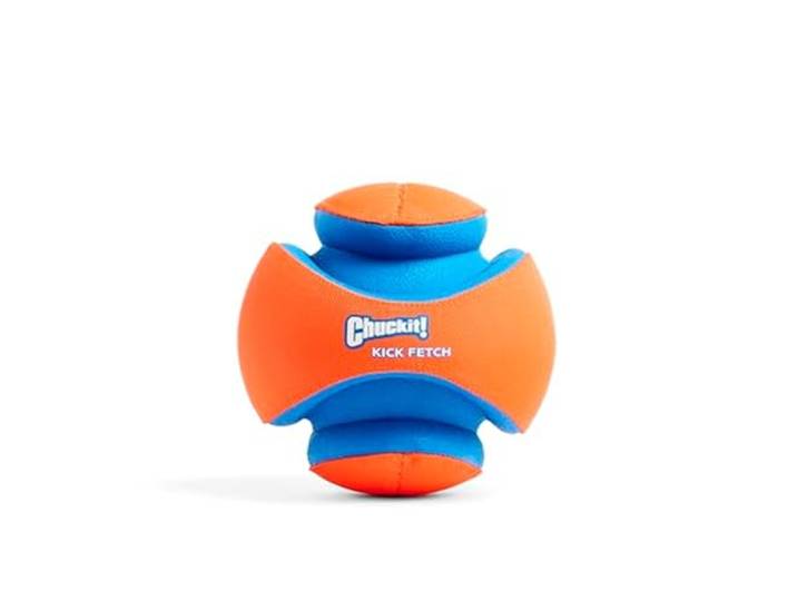 Chuckit Kick Fetch, hondenspeelgoed te volgen, hondenvoetbal, Large, Blauw/Oranje