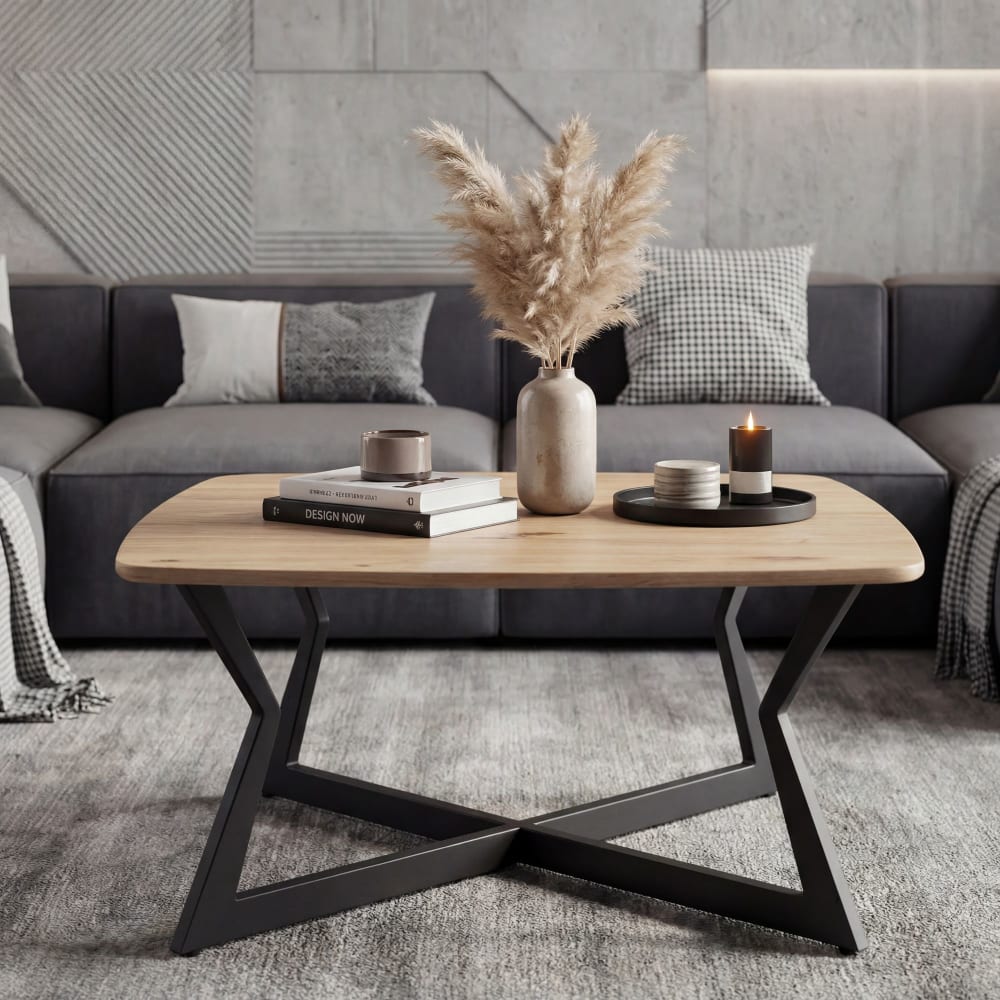 FineBuy Table basse décor chêne en mdf, marron Marron 75x40x75cm