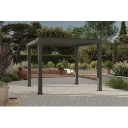 OUTFLEXX Antalya Lamellenpergola, schwarz, Alu pulverbeschichtet, 3 x 3 m, wetterfest, Lamellendach verstellbar