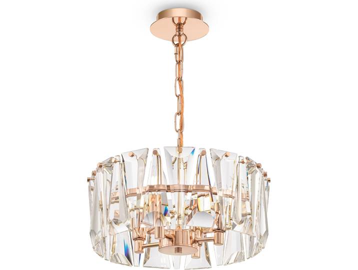 Suspension\, métal chromé doré\, cristaux transparents\, E14