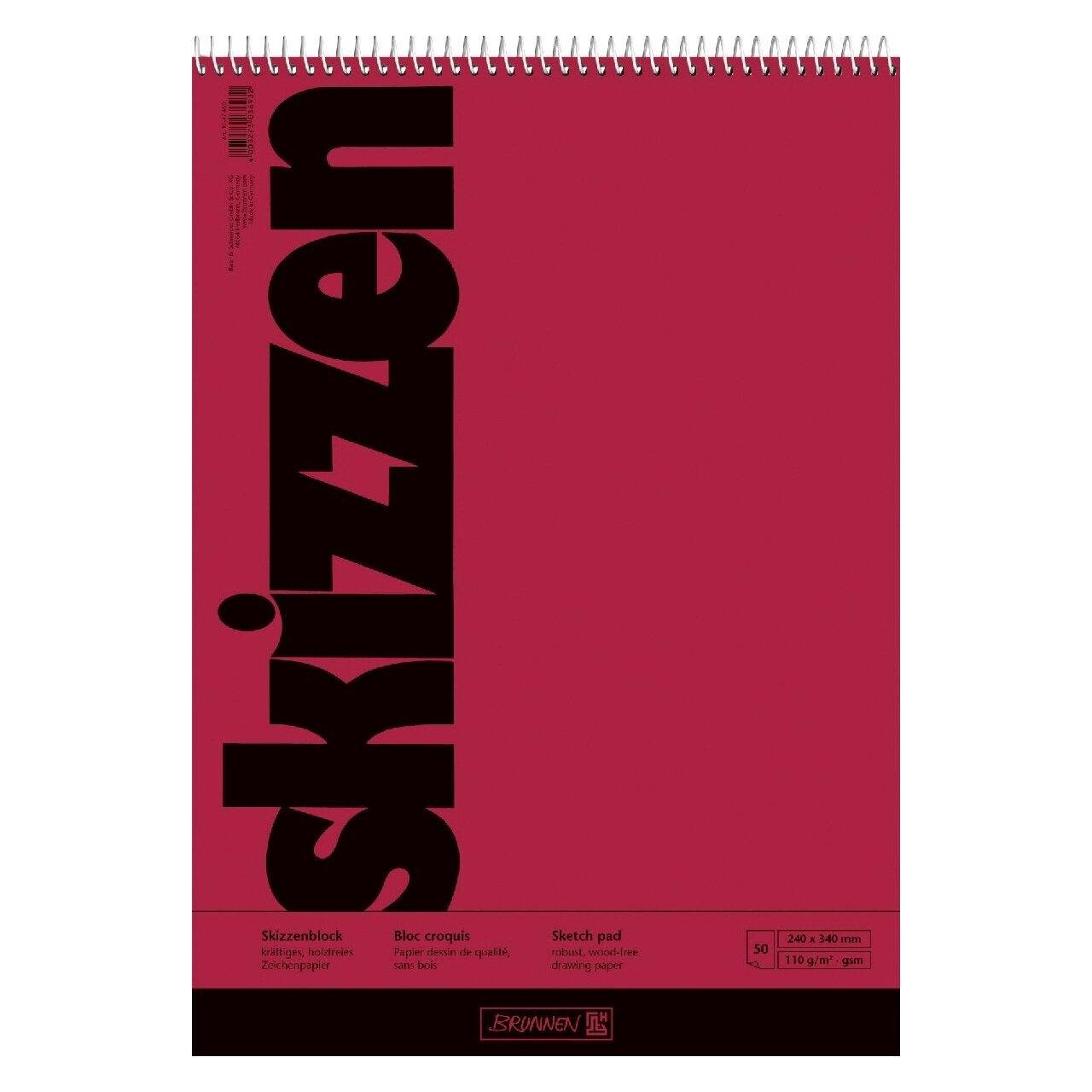 Brunnen Skizzenblock 24,0 x 34,0 cm (240 x 340 mm, Harter Einband) (1047450)
