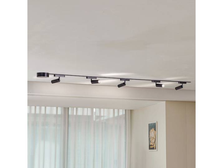 Schienensystem 48V Lumaro Spots 5-flg. schwarz Ø 4cm dimmbar Lumaro 48V Lindby - Wohnzimmer - Modern - Aluminium - Mehrflammig