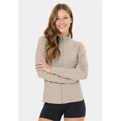 Outdoorjacke ATHLECIA "Krosa", Damen, Gr. 36, beige (camelfarben), 80% Polyester, 20% Elasthan, unifarben, normal, hoch geschlossener Ausschnitt, Jacken Outdoorjacke, mit Vollreißverschluss und Flatlock-Nähten