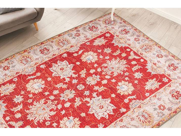 Teppich ME GUSTA Faye 625 , rot, B:230cm H:6mm L:330cm, Polyester, Teppiche, Teppich, Flachgewebe, gedrucktes Motiv, Wohnzimmer, Esszimmer