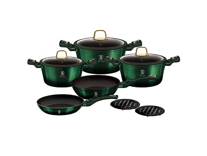 Berlinger Haus Emerald Collection 10 Stück Kochgeschirr Set, BH/6065 Emerald Edelstahl 18/8