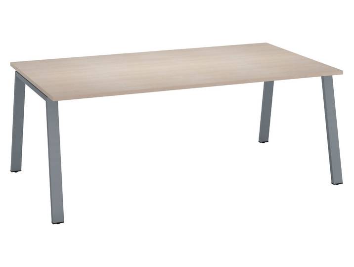 Bureau manager ECLA chêne clair pieds piétement métal aluminium - - Bruneau