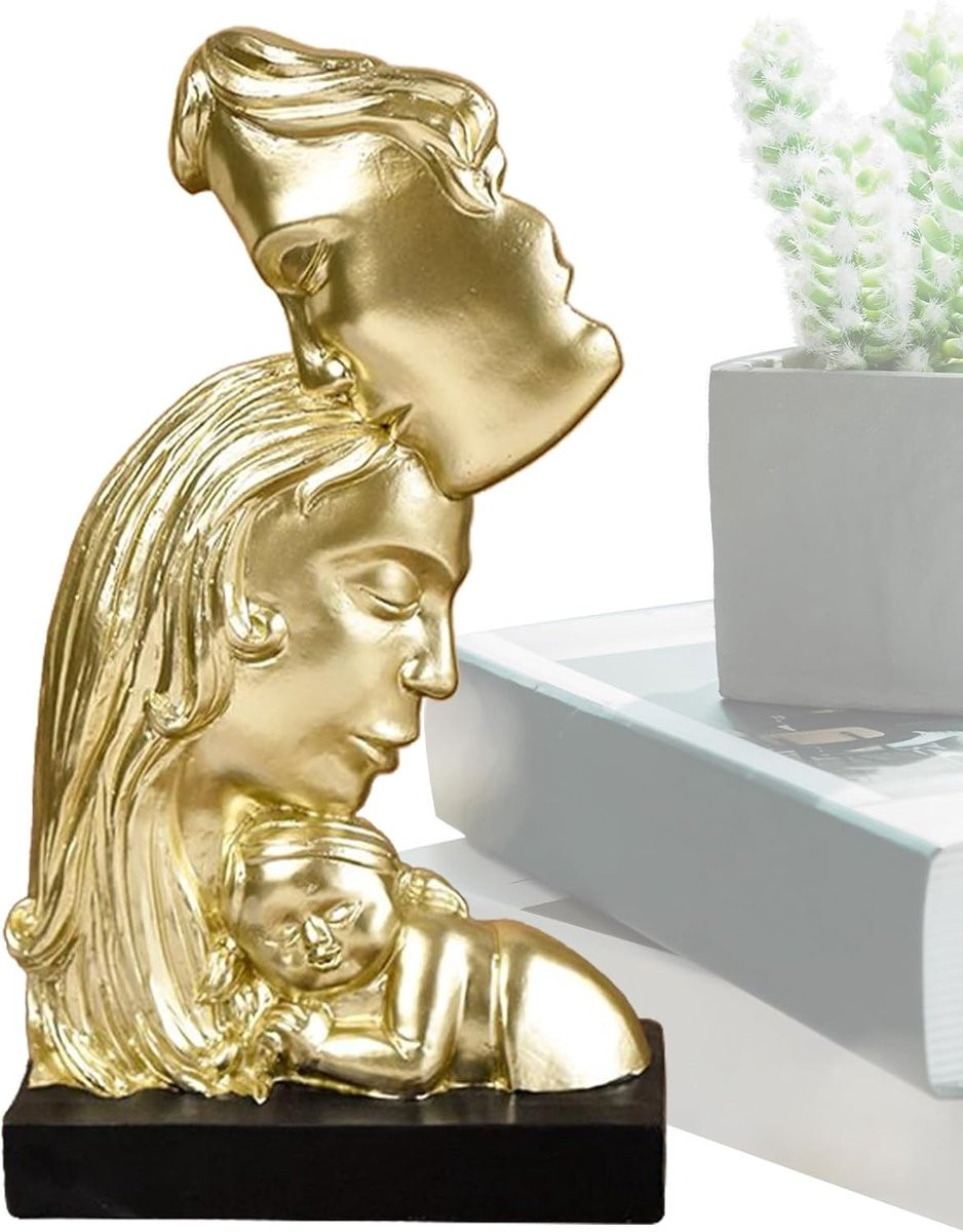 Koppels Kus Sculptuur - Romantisch Beeldje voor Woonkamer Decoratie - B/D/H: 138 x 65 x 25 cm