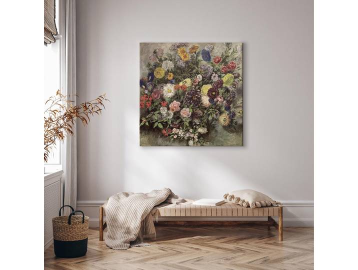 Toile Bouquet de fleurs Feutre Marron/Marron 40 x 40cm