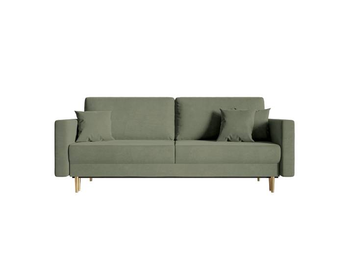 Dreisitziges ausklappbares Sofa Valico in Salbeigrün, samtig,