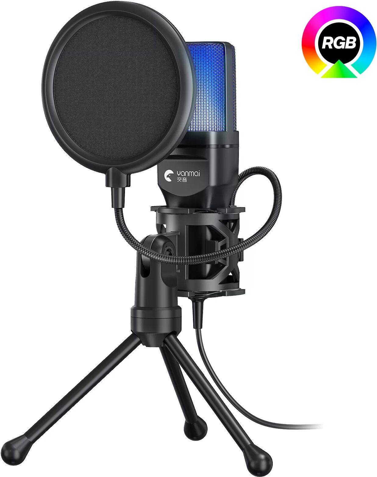 INF Microphone de jeu RVB - Haute sensibilité et flexible