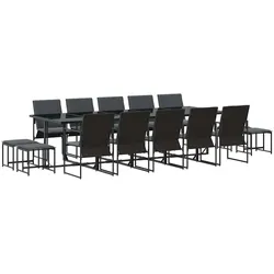 vidaXL Garten Essgruppe 15 pcs Schwarz Stahl