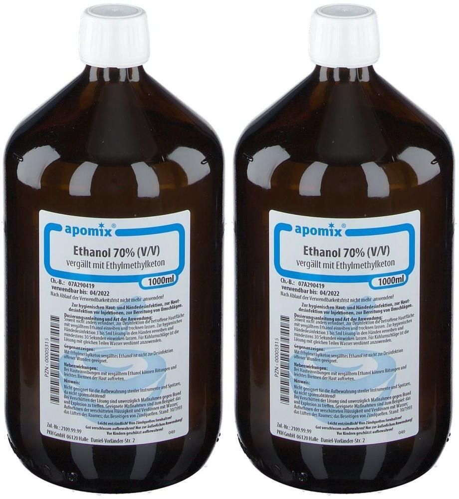 apomix Ethanol MEK denaturatum 70% 2x 2x1 l Flüssigkeit