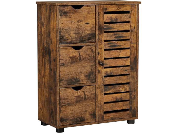 Badezimmerschrank mit Schubladen und Tür vintagebraun