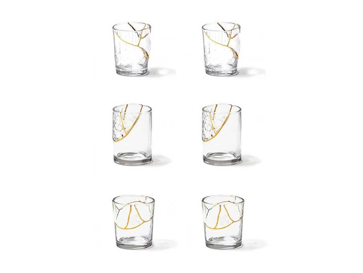 SELETTI set de 6 verres KINTSUGI GLASS