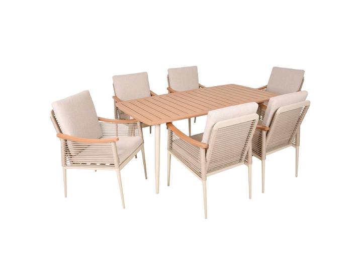 Salon repas Tulum 7 pièces 180 x 75 x 80cm Beige