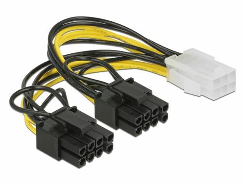 Delock Strom Anschlusskabel 15cm Schwarz, Gelb