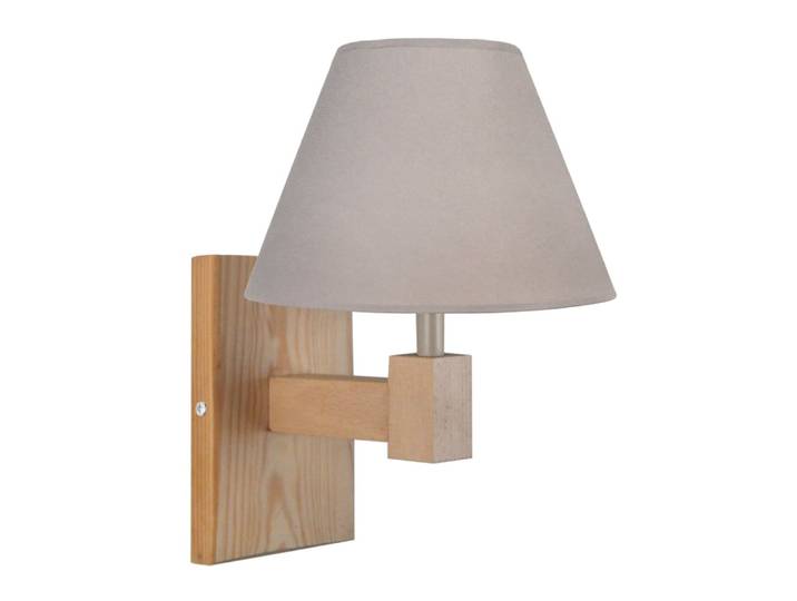 Applique métal bois naturel abat-jour tissu taupe