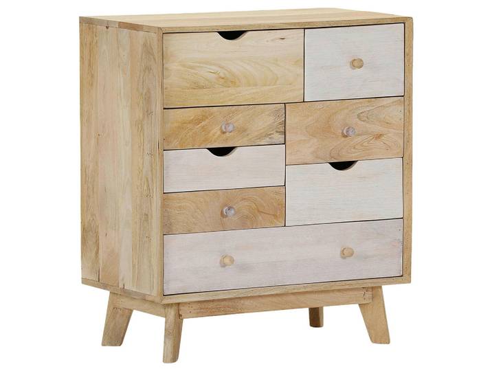 Landscape Kommode Kata, Natur, Weiß, Holz, Mangoholz, massiv, 8 Schublade(n) Schubladen, 70x80x41 cm, stehend, Holzmöbel, Kleinmöbel Holz, Holzkommoden