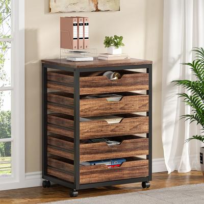 BLUEBELL 5 Drawer Rolling File Cabinet, Mobile Wood Filing Cabinet