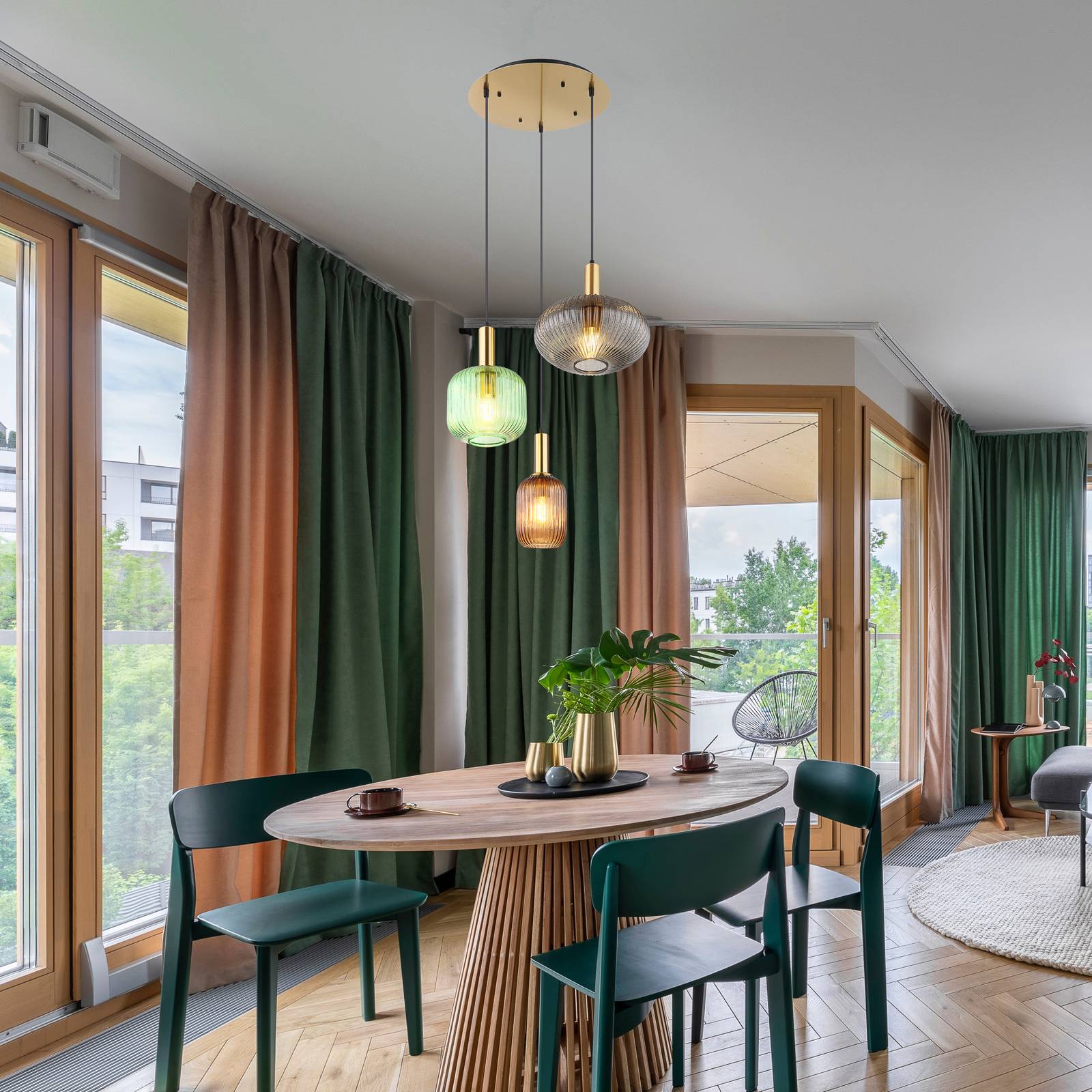 Globo Glass Pendant Light Normy, dimmable, Multicolour, Living / Dining Room, Glass, Ceiling Light