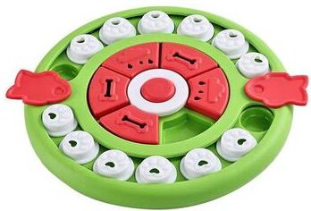 Uplift Treasures Smart Interactive Cat Puzzle Slow Feeder Toy round Pizza Green