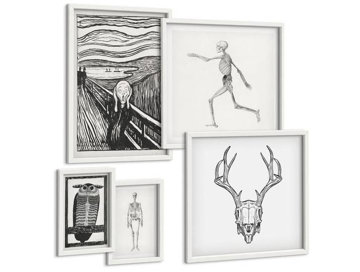 Tulup Bilder SET 5er Set - 50x50 cm & 20x30 cm & 40x60 cm Weißer Rahmen - Küchenaccessoires auf pflanzlicher Basis, Kunststoff, Rechteckig, 40x60 cm, einfache und schnelle Anbringung, Bilder & Rahmen, Bilder