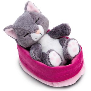 NICI Kuscheltier Sleeping Pets 49746, Katze im rosa Körbchen, ab 0 Jahre, 12 cm