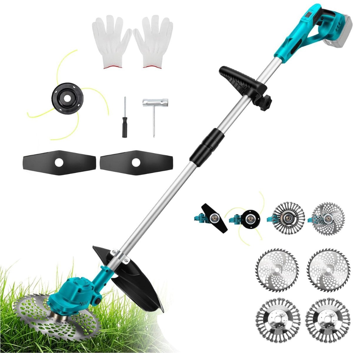 CRLYN® Elektrische grasmaaier met accu en grastrimmer - Blauw