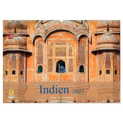 Indien 2027 Tempel, Tiger und Paläste (Wandkalender 2027 DIN A2 quer), CALVENDO Monatskalender