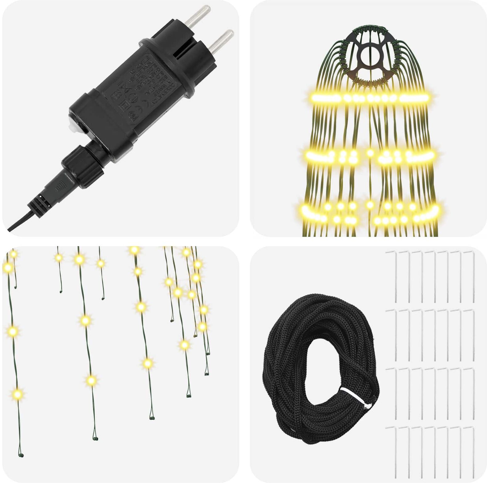 vidaXL Lumières pour sapin de Noël avec piquets 1148 LED