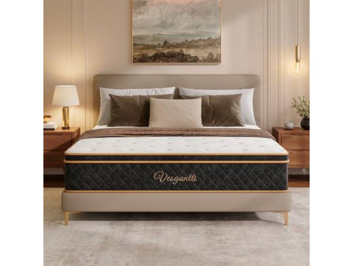 Vesgantti Matratze 120x200 cm H3, 30 cm Taschenfederkernmatratze fürs Bett Kühlender Ice-Silk-Bezug, 7-Zonen-Unterstützung, verstärkte Kanten, atmungsaktiv, OEKO-TEX STANDARD 100
