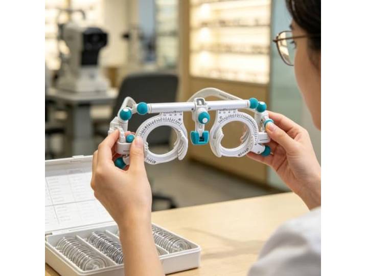 GwlThixion Feste Messbrille Optometrische Universelle optische Messbrille, Messbrille aus Titanlegierung, Verstellbare Bügel und Nasenauflage, Kompaktes, leichtes Design, für Sehtests