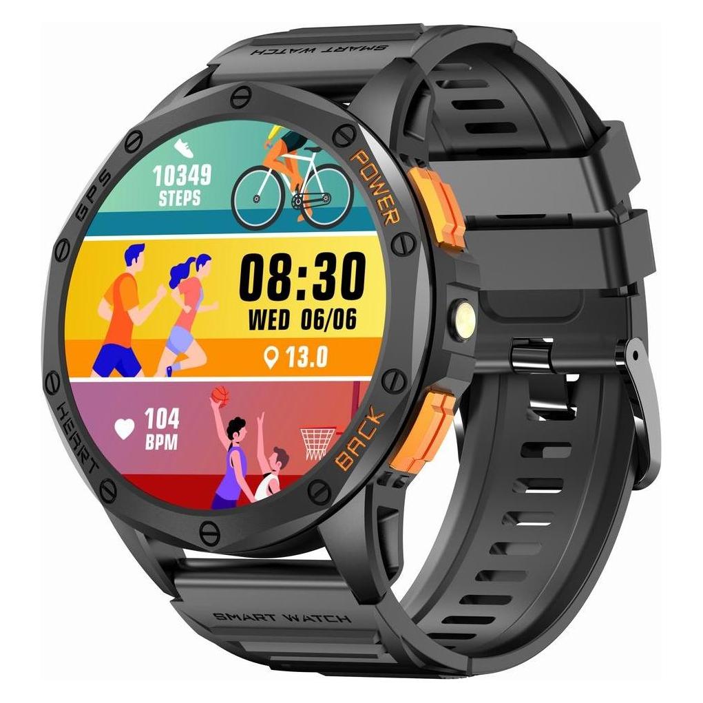 Gravity GPS GT24-2 Herren-Smartwatch, schwarzes Silikonarmband + weisses Silikonarmband (48 mm, ohne SIM) (GT24)