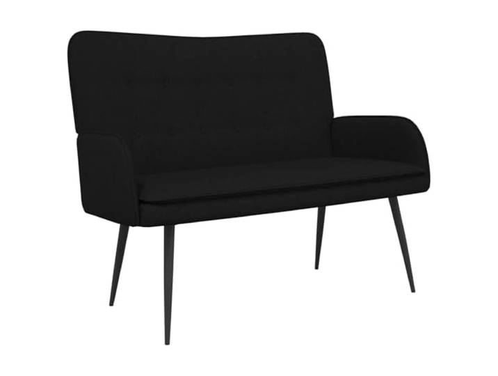 KKgypkn 2-Sitzer Sofa Schwarz 115 x 61 x 87 cm Stoff Polyesterbezug, Schaumstoffpolsterung, pulverbeschichtete Stahlbeine, geknöpfte Rückenlehne, für Wohnzimmer