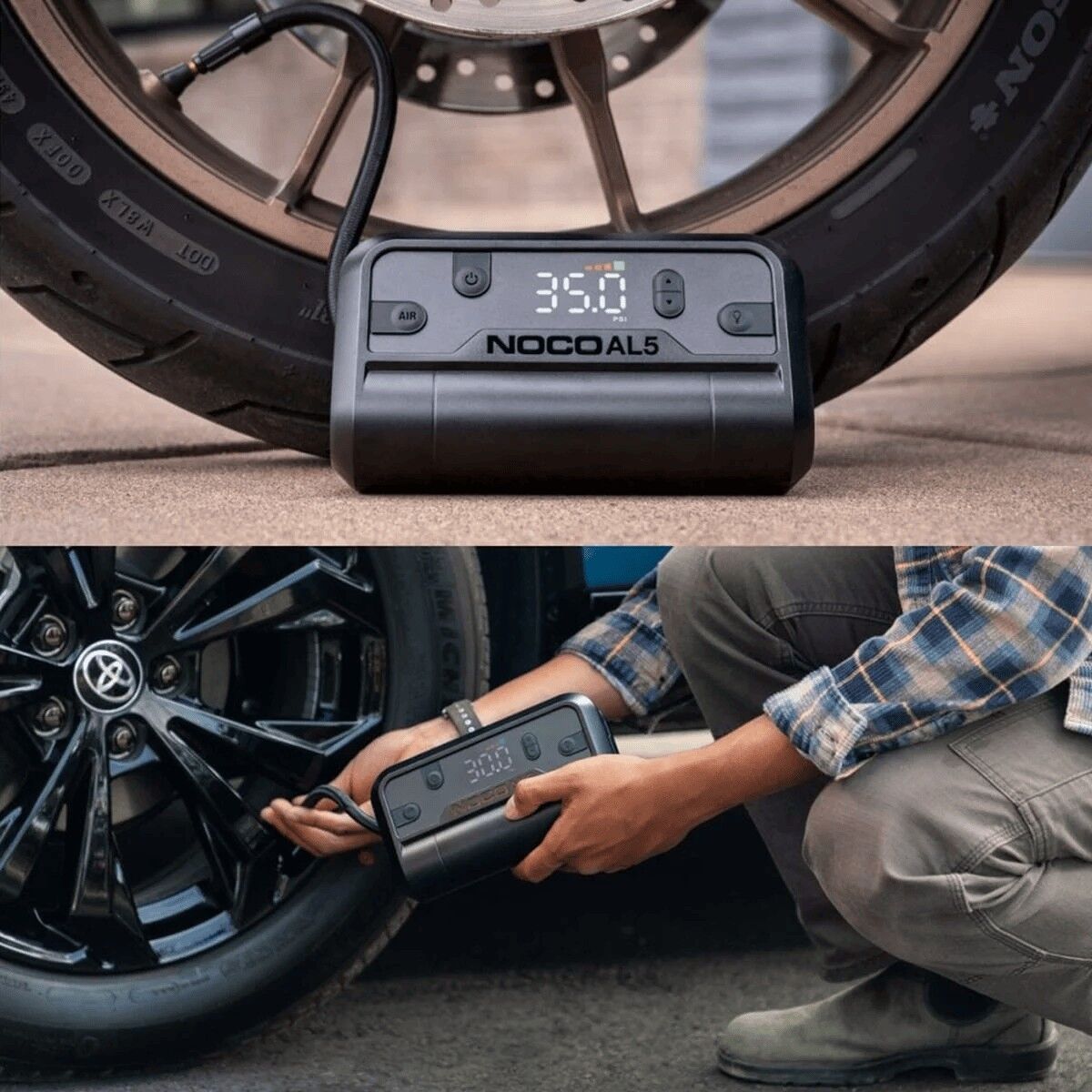NOCO Air AL5 Cordless Tyre Inflator, Portable Rechargeable Air Compressor with USB-C & Digital Gauge