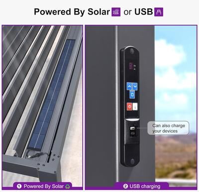 PURPLE LEAF Solar Louvered Pergola with LED String Lights Aluminum Outdoor Pergola with Adjustable Roof for Patio Garden
