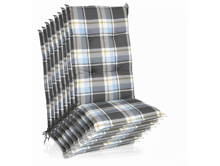 HOCHLEHNERAUFLAGE Sunny BK 120x50x6cm Blau Kariert (8tlg)